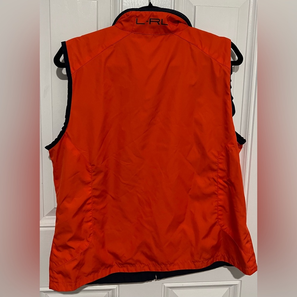 Lauren Ralph Lauren L Womens Crest Reversible Golf Vest Blue Orange Embroidered - Picture 9 of 15